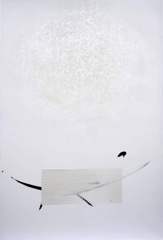 TN 523: Contemporary abstract painting by Japanese artist Hachiro Kanno inspired by Japanese calligraphy. This painting from the Artist’s Grey Focus series explores the expressive potential of the brushstroke and testifies of the artist’s ability to link between traditional ink painting and Western abstract expressionism.
